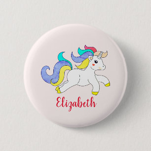 Cute Unicorn Illustration Custom Girls Name Pin