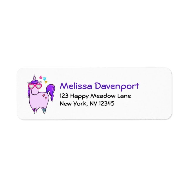 Cute Unicorn in Heart Shaped Glasses (Front)