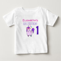 Cute Unicorn in Heart Shaped Glasses 1st Birthday