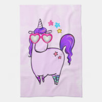 Cute Unicorn in Heart Shaped Glasses