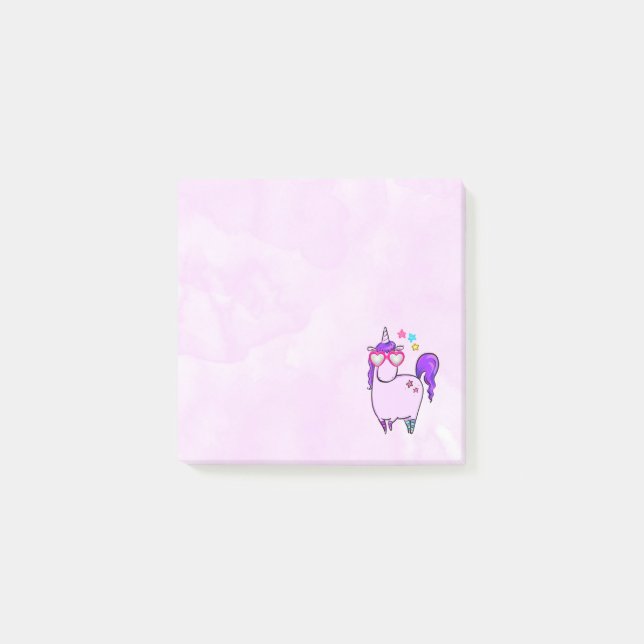 Cute Unicorn in Heart Shaped Glasses Post-it Notes (Front)