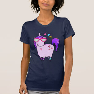 Cute Unicorn in Heart Shaped Glasses T-Shirt
