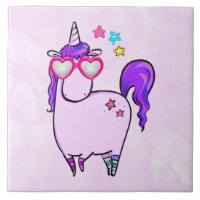 Cute Unicorn in Heart Shaped Glasses
