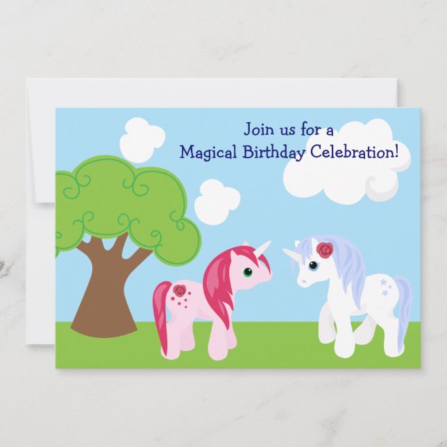 Cute Unicorn Invitation Anniversaire (Devant)