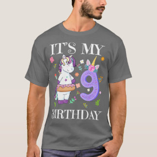 Cute Unicorn Its My 9th Birthday T-Shirt