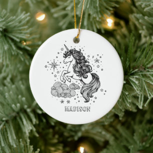 Cute Unicorn Kids Personalized Create Your Own  Ceramic Ornament