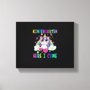 Cute Unicorn Kindergarten Here I Come School Kinde Canvas Print
