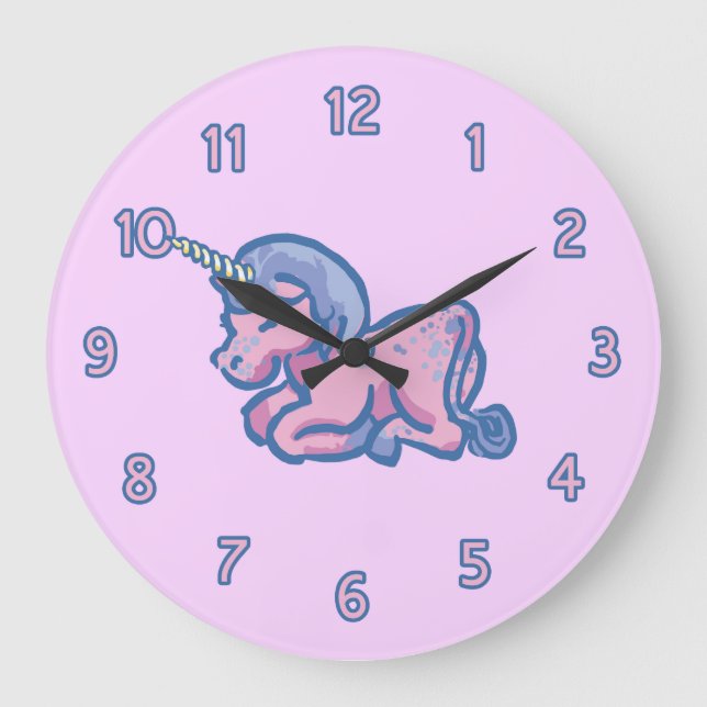 Cute Unicorn Large Clock (Front)