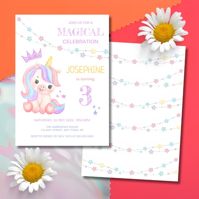 Cute Unicorn Magical Banner Kids Birthday  Invitation (Creator Uploaded)