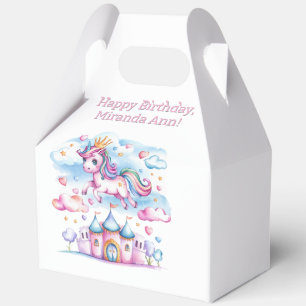 Cute Unicorn Magical Castle Girl Birthday Party Favor Box