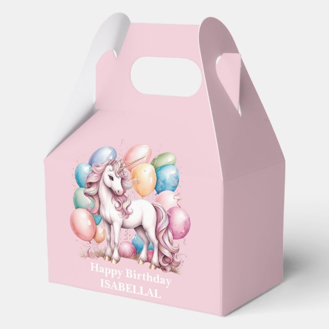 Cute unicorn magical princess  girly birthday kids favor box (Front)