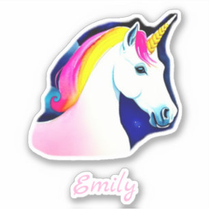 Cute Unicorn Magical Stars Drawing Girl Name