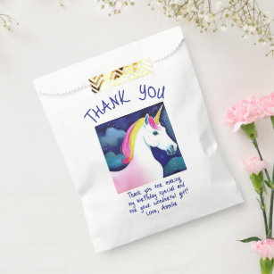 Cute Unicorn Magical Stars Girl Birthday Thank you Favour Bag