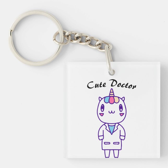 Cute Unicorn Medical Doctor – Funny stethoscope Keychain (Front)