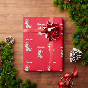 Cute unicorn Merry Christmas tree winter Xmas Wrapping Paper