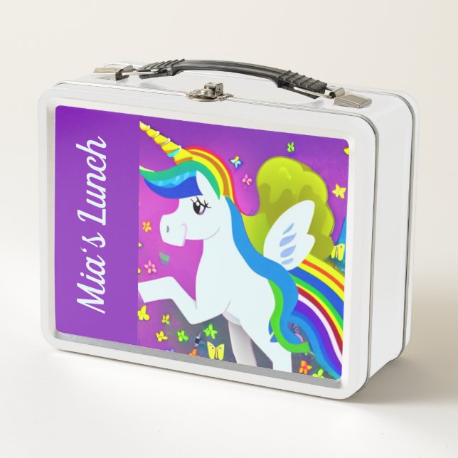Cute Unicorn Metal Lunch Box (Front)