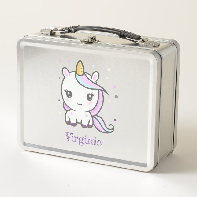 Cute Unicorn Metal Lunch Box (Front)