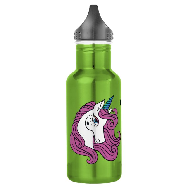 Cute Unicorn nom personnalisé bouteilles d'eau (Gauche)