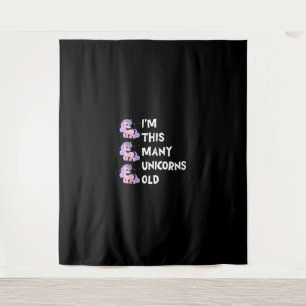 Cute Unicorn Old 3 Three Years Old Birthday x Kids Tapestry