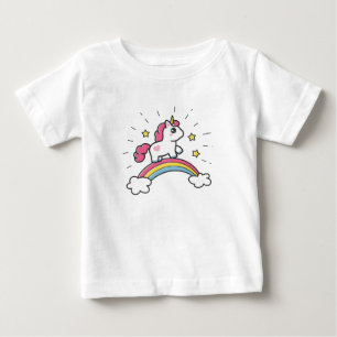 Cute Unicorn On A Rainbow Design Baby T-Shirt