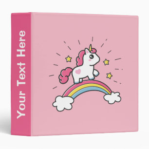 Cute Unicorn On A Rainbow Design Binder