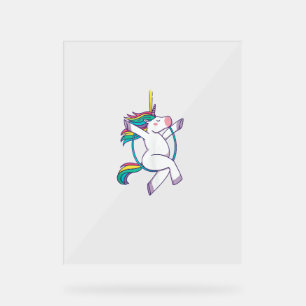 Cute Unicorn on an Aerial Hoop - Magical Illustrat Acrylic Sign