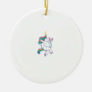 Cute Unicorn on an Aerial Hoop - Magical Illustrat Ceramic Ornament