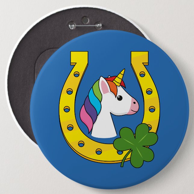 Cute Unicorn on St Patrick's Day 6 Inch Round Button (Front & Back)