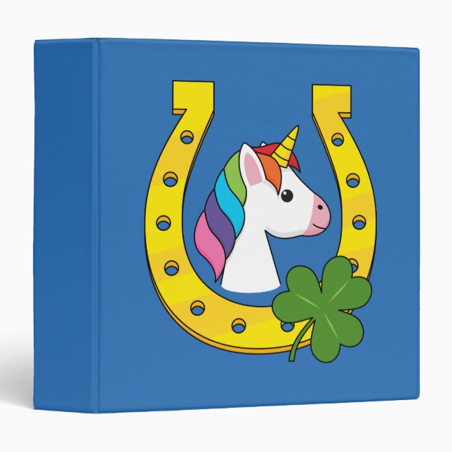 Cute Unicorn on St Patrick's Day Binder (Front/Spine)