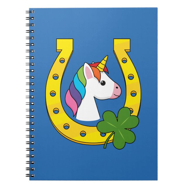 Cute Unicorn on St Patrick's Day Notebook (Front)