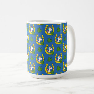 Cute Unicorn on St Patrick's Day Pattern Coffee Mug