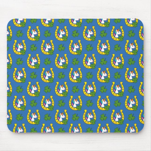 Cute Unicorn on St Patrick's Day Pattern Mouse Pad (Front)