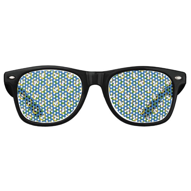 Cute Unicorn on St Patrick's Day Pattern Retro Sunglasses (Front)