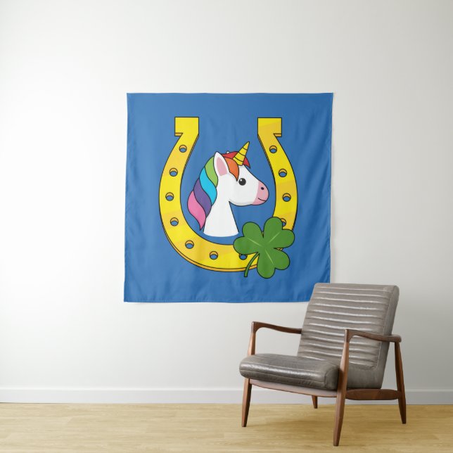 Cute Unicorn on St Patrick's Day Tapestry (In Situ)