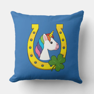 Cute Unicorn on St Patrick's Day Throw Pillow