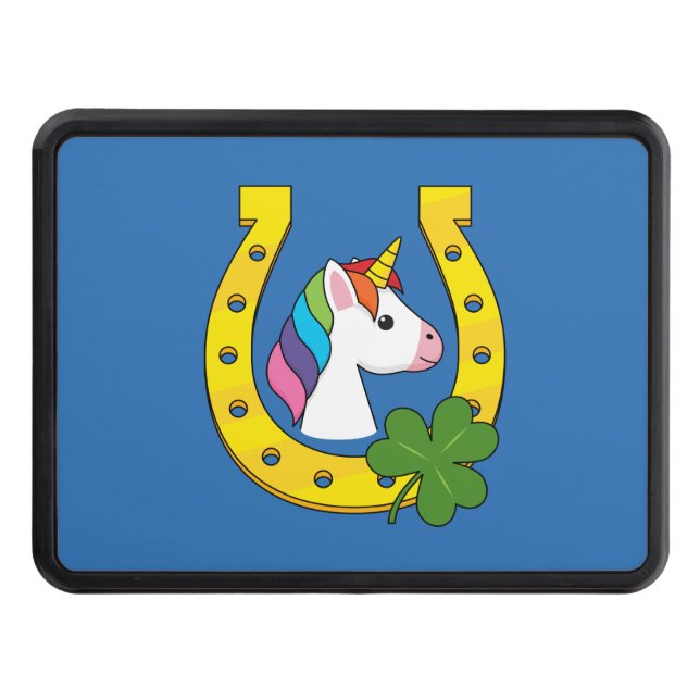 Cute Unicorn on St Patrick's Day Trailer Hitch Cover (Front)