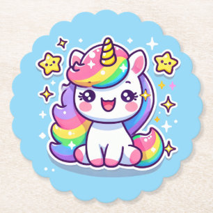 Cute Unicorn Paper Coaster