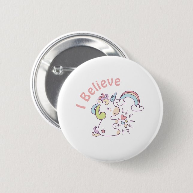 Cute Unicorn Pastel  2 Inch Round Button (Front & Back)