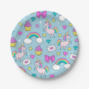 Cute Unicorn Pattern Paper Plate