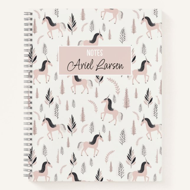 Cute Unicorn Pattern Personalized Notebook (Front)