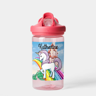 Cute UNICORN Personalize Girl's Name Water Bottle