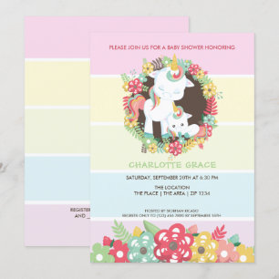 Cute Unicorn Personalized Baby Shower Invitation