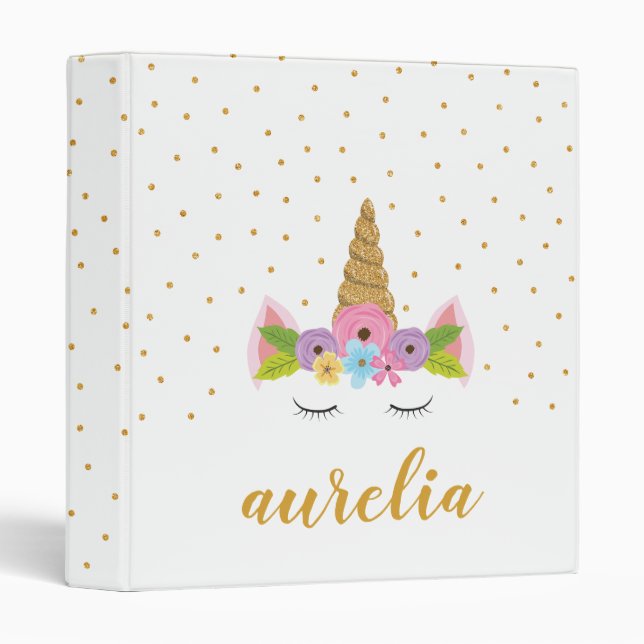 Cute Unicorn Personalized Binder | Custom Colour (Front/Spine)