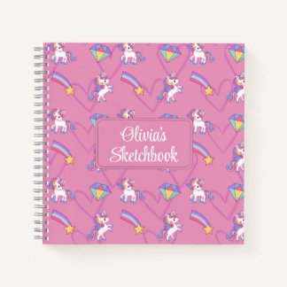 Cute Unicorn Personalized Girl Sketchbook Notebook