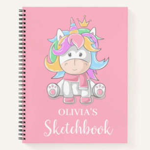 Cute Unicorn Personalized Kids Sketchbook Notebook