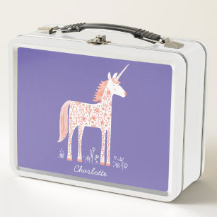 Cute Unicorn Personalized Metal Lunch Box