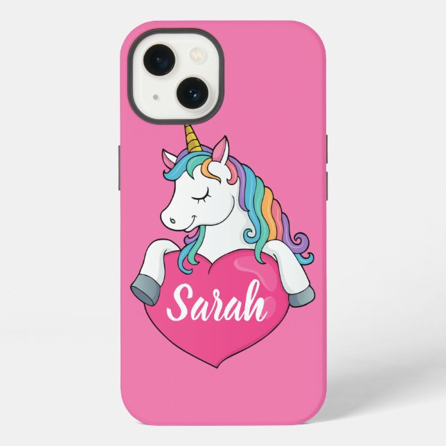 Cute Unicorn Personalized Name iPhone Case (Back)