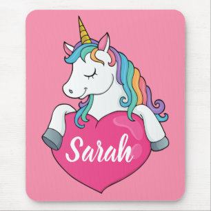 Cute Unicorn Personalized Name  Mouse Pad