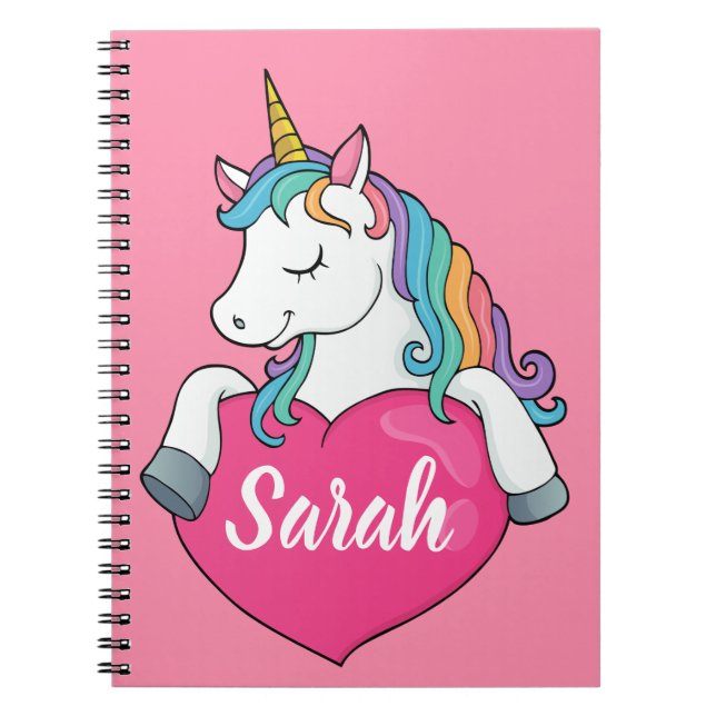 Cute Unicorn Personalized Name  Notebook (Front)
