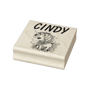 CUTE UNICORN PERSONALIZED NAME RUBBER STAMP